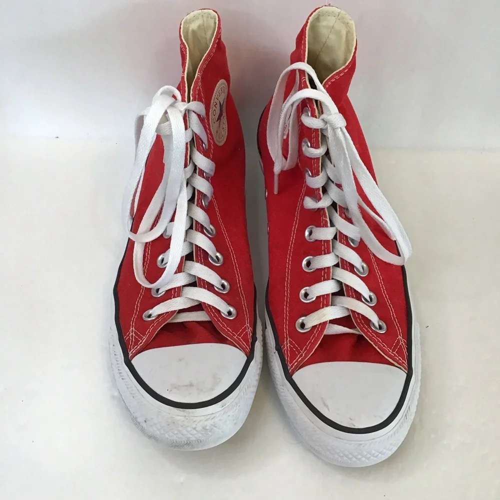 CONVERSE Unisex Women's Red High Top Chucks Sneakers 10 - Picture 6 of 10